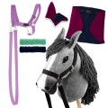 Zestaw Skippi - Hobby Horse Szary - Derka fuksja i granat - Kantar lawenda