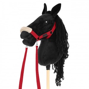 Hobby Horse A3 Skippi duży czarny, czerwony kantar, wodze, mufka