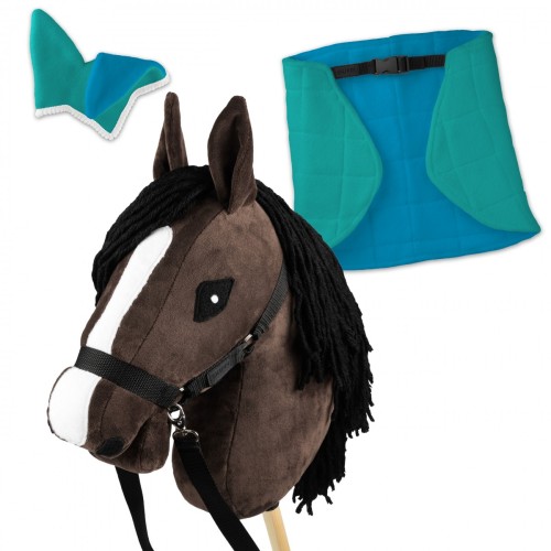 Zestaw Skippi - Hobby Horse Gniady - Derka i nauszniki - mięta i niebieski