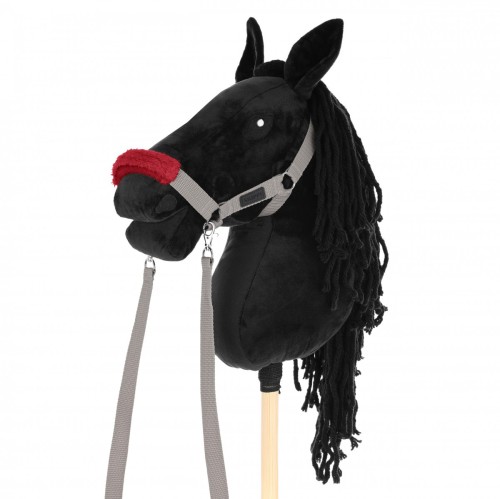 Hobby Horse A3 Skippi duży czarny, szary kantar, wodze, mufka