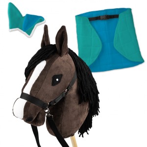 Zestaw Skippi - Hobby Horse Gniady - Derka i nauszniki - mięta i niebieski