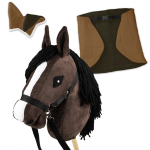Zestaw Skippi - Hobby Horse Gniady - Derka i nauszniki - beż i oliwka