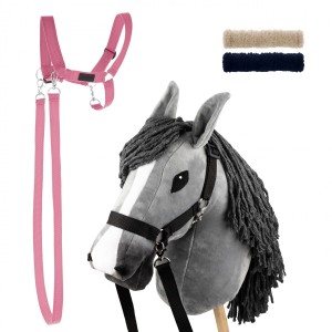 Zestaw Skippi - Hobby Horse Szary i dodatkowy Kantar - różowy