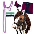 Zestaw Skippi - Hobby Horse Gniado - srokaty - Derka fuksja -Kantar lawenda