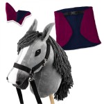Zestaw Skippi - Hobby Horse Szary - Derka i nauszniki - fuksja i granat