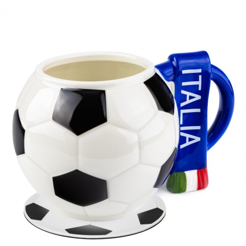 Kubek piłka z szalikiem - Włochy i podkładka piłka